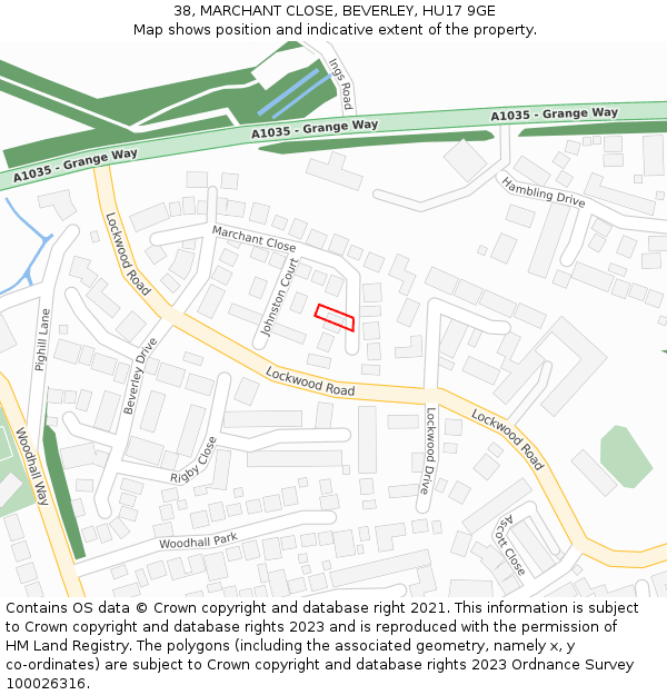 38, MARCHANT CLOSE, BEVERLEY, HU17 9GE: Location map and indicative extent of plot