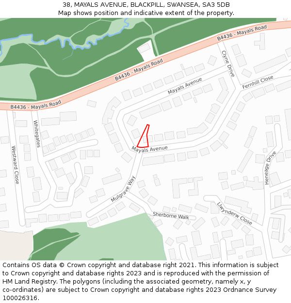 38, MAYALS AVENUE, BLACKPILL, SWANSEA, SA3 5DB: Location map and indicative extent of plot