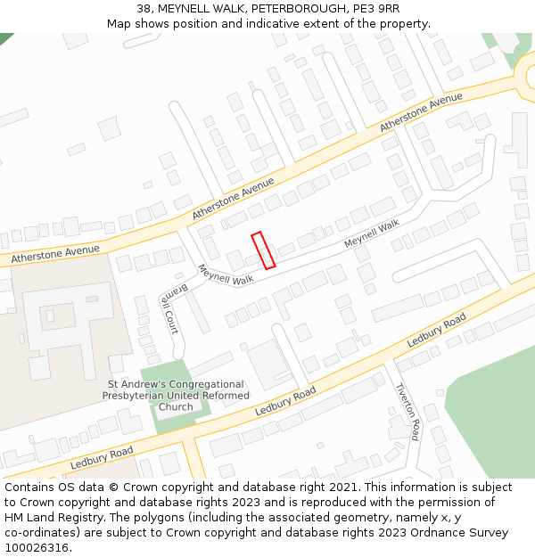 38, MEYNELL WALK, PETERBOROUGH, PE3 9RR: Location map and indicative extent of plot