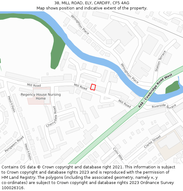 38, MILL ROAD, ELY, CARDIFF, CF5 4AG: Location map and indicative extent of plot