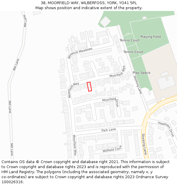 38, MOORFIELD WAY, WILBERFOSS, YORK, YO41 5PL: Location map and indicative extent of plot
