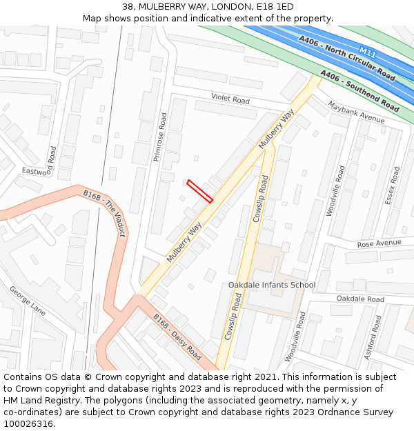 38, MULBERRY WAY, LONDON, E18 1ED: Location map and indicative extent of plot