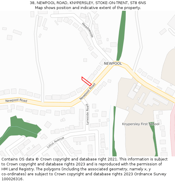 38, NEWPOOL ROAD, KNYPERSLEY, STOKE-ON-TRENT, ST8 6NS: Location map and indicative extent of plot