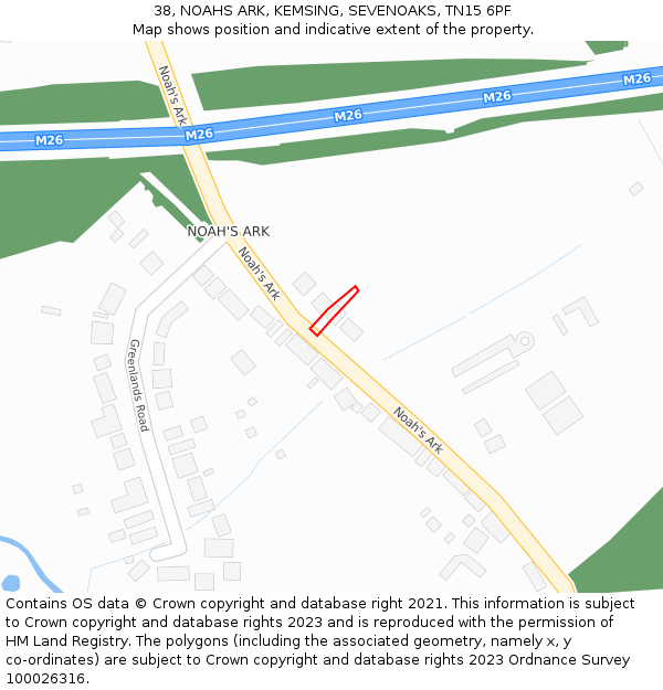 38, NOAHS ARK, KEMSING, SEVENOAKS, TN15 6PF: Location map and indicative extent of plot