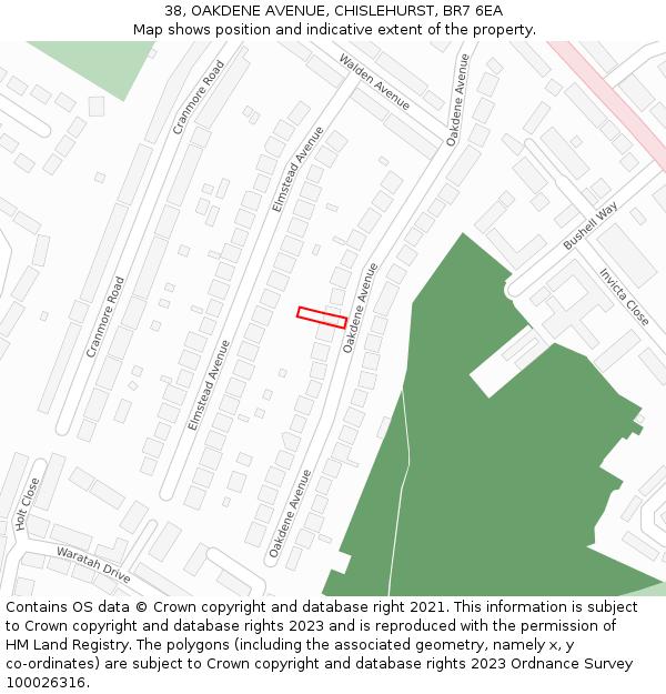 38, OAKDENE AVENUE, CHISLEHURST, BR7 6EA: Location map and indicative extent of plot