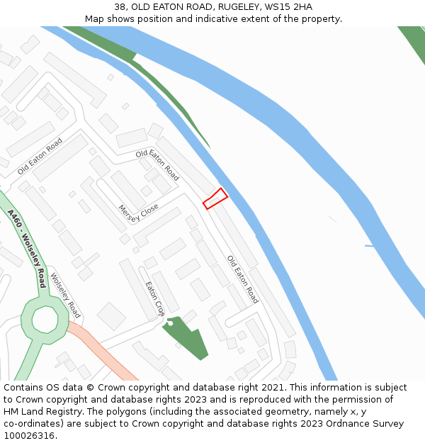 38, OLD EATON ROAD, RUGELEY, WS15 2HA: Location map and indicative extent of plot