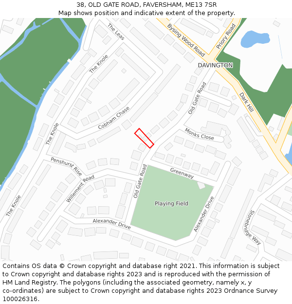 38, OLD GATE ROAD, FAVERSHAM, ME13 7SR: Location map and indicative extent of plot