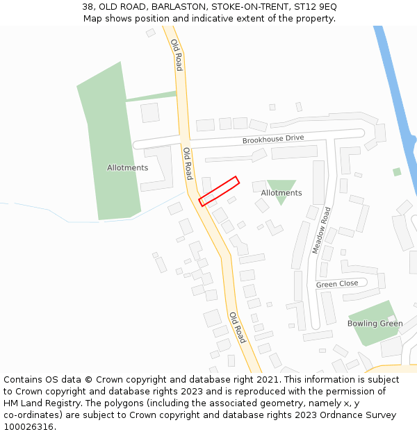 38, OLD ROAD, BARLASTON, STOKE-ON-TRENT, ST12 9EQ: Location map and indicative extent of plot