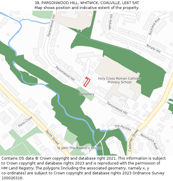 38, PARSONWOOD HILL, WHITWICK, COALVILLE, LE67 5AT: Location map and indicative extent of plot