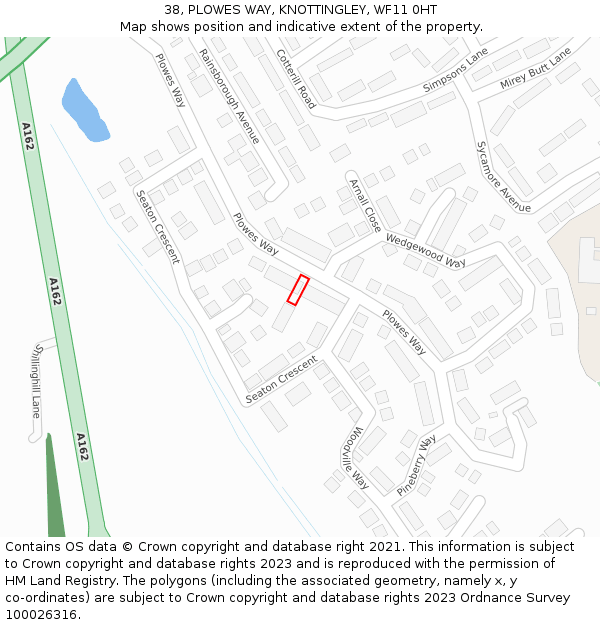 38, PLOWES WAY, KNOTTINGLEY, WF11 0HT: Location map and indicative extent of plot