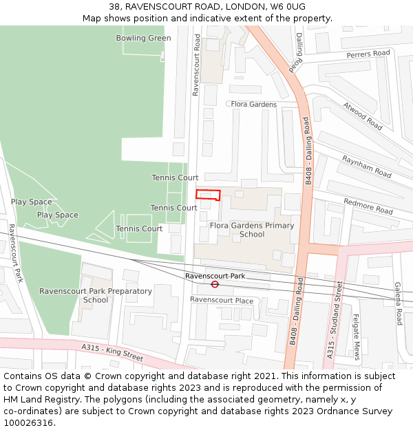 38, RAVENSCOURT ROAD, LONDON, W6 0UG: Location map and indicative extent of plot