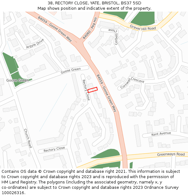 38, RECTORY CLOSE, YATE, BRISTOL, BS37 5SD: Location map and indicative extent of plot