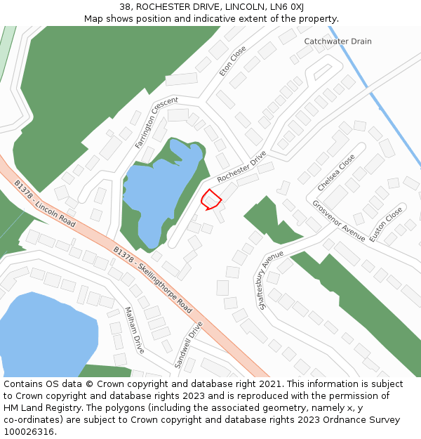 38, ROCHESTER DRIVE, LINCOLN, LN6 0XJ: Location map and indicative extent of plot