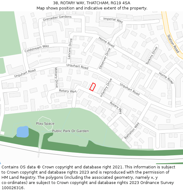 38, ROTARY WAY, THATCHAM, RG19 4SA: Location map and indicative extent of plot
