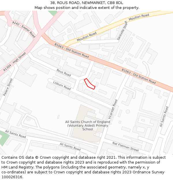 38, ROUS ROAD, NEWMARKET, CB8 8DL: Location map and indicative extent of plot