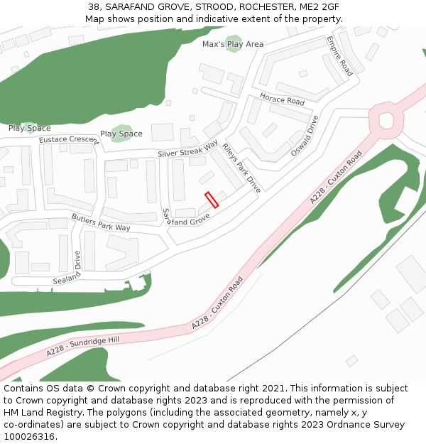 38, SARAFAND GROVE, STROOD, ROCHESTER, ME2 2GF: Location map and indicative extent of plot