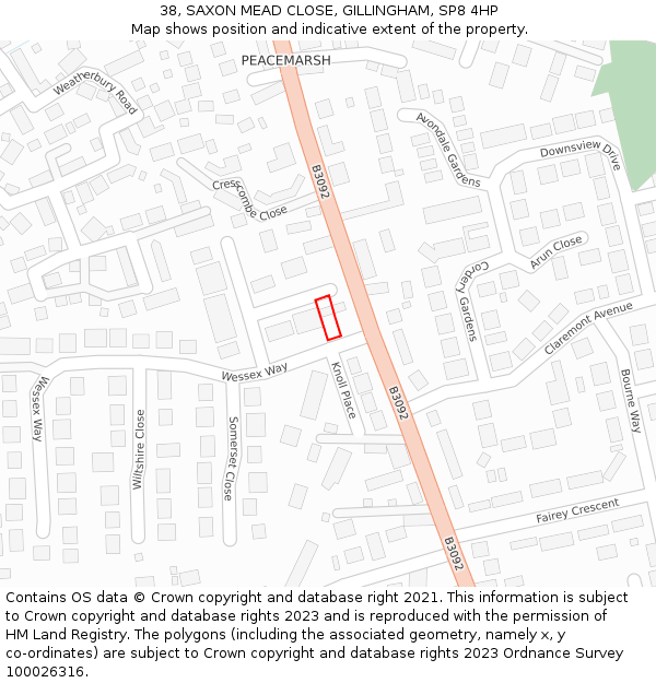 38, SAXON MEAD CLOSE, GILLINGHAM, SP8 4HP: Location map and indicative extent of plot