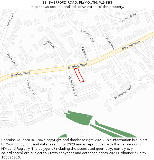 38, SHERFORD ROAD, PLYMOUTH, PL9 8BS: Location map and indicative extent of plot