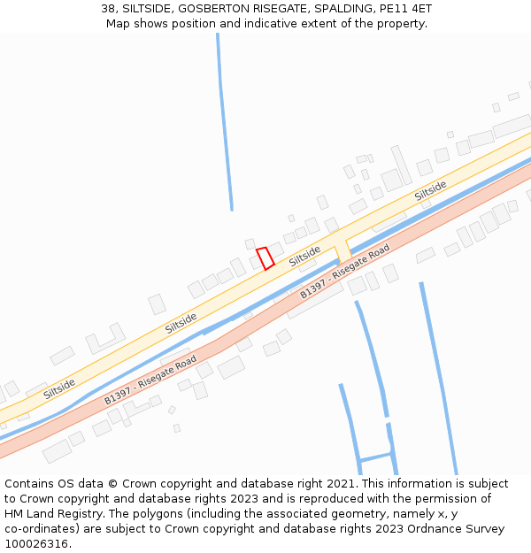 38, SILTSIDE, GOSBERTON RISEGATE, SPALDING, PE11 4ET: Location map and indicative extent of plot