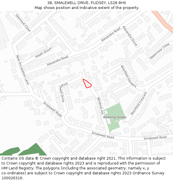 38, SMALEWELL DRIVE, PUDSEY, LS28 8HX: Location map and indicative extent of plot