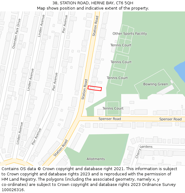 38, STATION ROAD, HERNE BAY, CT6 5QH: Location map and indicative extent of plot