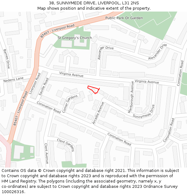 38, SUNNYMEDE DRIVE, LIVERPOOL, L31 2NS: Location map and indicative extent of plot