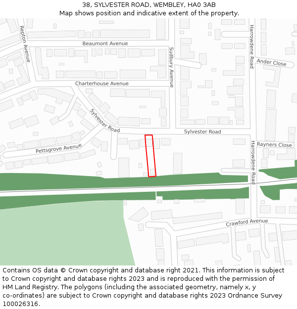 38, SYLVESTER ROAD, WEMBLEY, HA0 3AB: Location map and indicative extent of plot