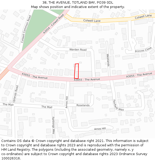 38, THE AVENUE, TOTLAND BAY, PO39 0DL: Location map and indicative extent of plot