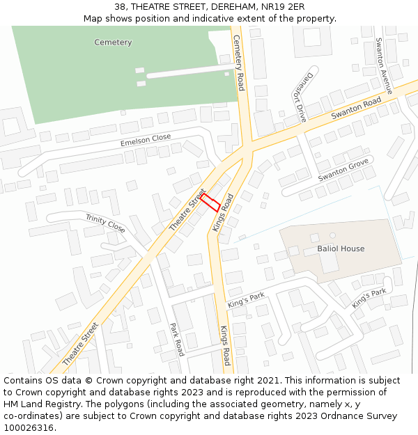 38, THEATRE STREET, DEREHAM, NR19 2ER: Location map and indicative extent of plot