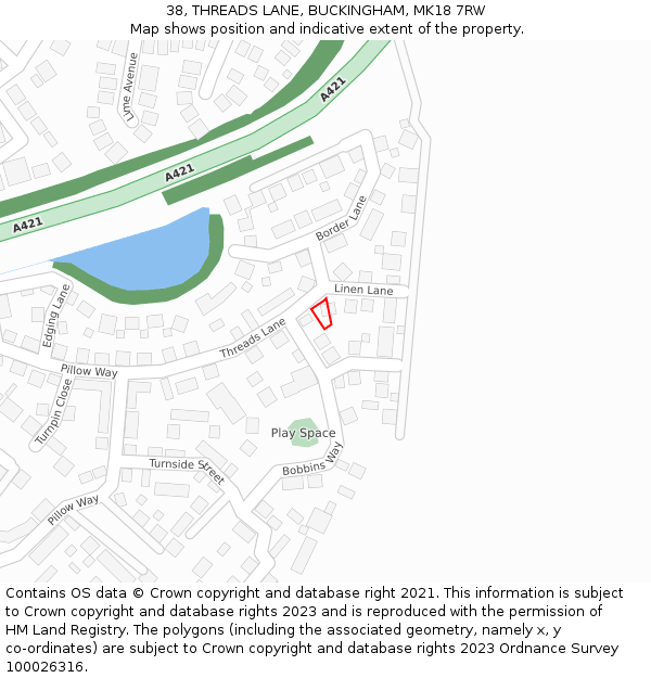 38, THREADS LANE, BUCKINGHAM, MK18 7RW: Location map and indicative extent of plot