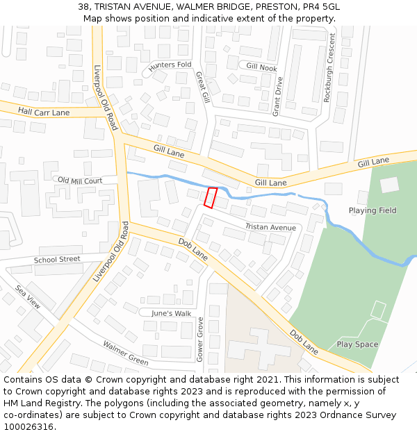 38, TRISTAN AVENUE, WALMER BRIDGE, PRESTON, PR4 5GL: Location map and indicative extent of plot