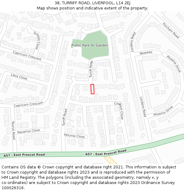 38, TURRIFF ROAD, LIVERPOOL, L14 2EJ: Location map and indicative extent of plot