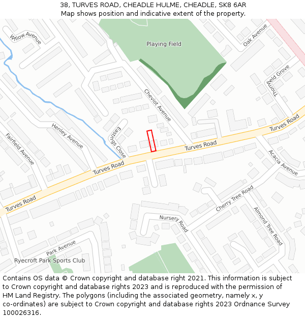 38, TURVES ROAD, CHEADLE HULME, CHEADLE, SK8 6AR: Location map and indicative extent of plot