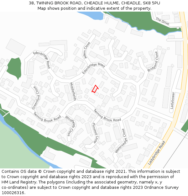 38, TWINING BROOK ROAD, CHEADLE HULME, CHEADLE, SK8 5PU: Location map and indicative extent of plot