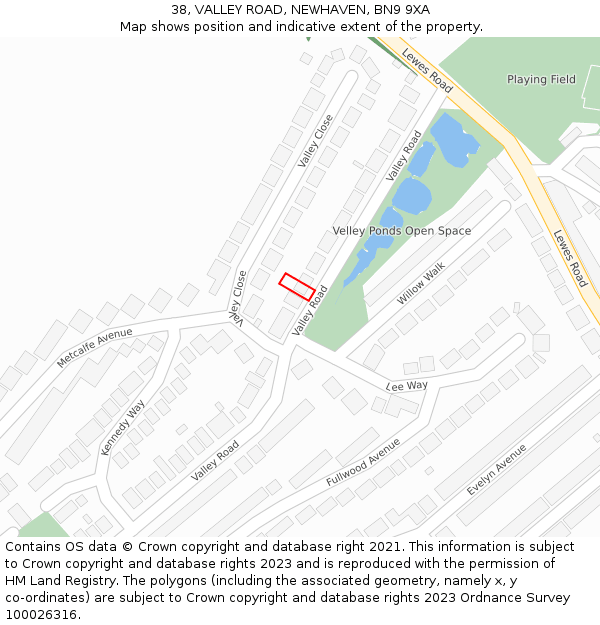 38, VALLEY ROAD, NEWHAVEN, BN9 9XA: Location map and indicative extent of plot