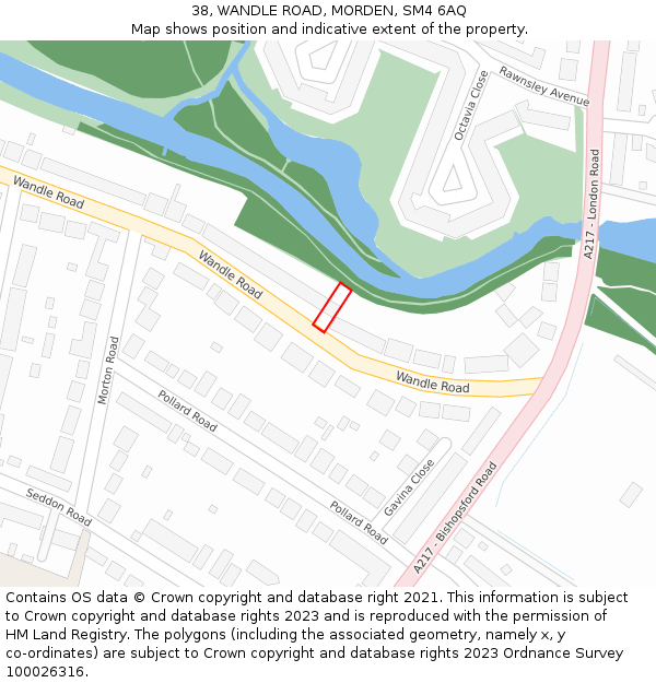 38, WANDLE ROAD, MORDEN, SM4 6AQ: Location map and indicative extent of plot