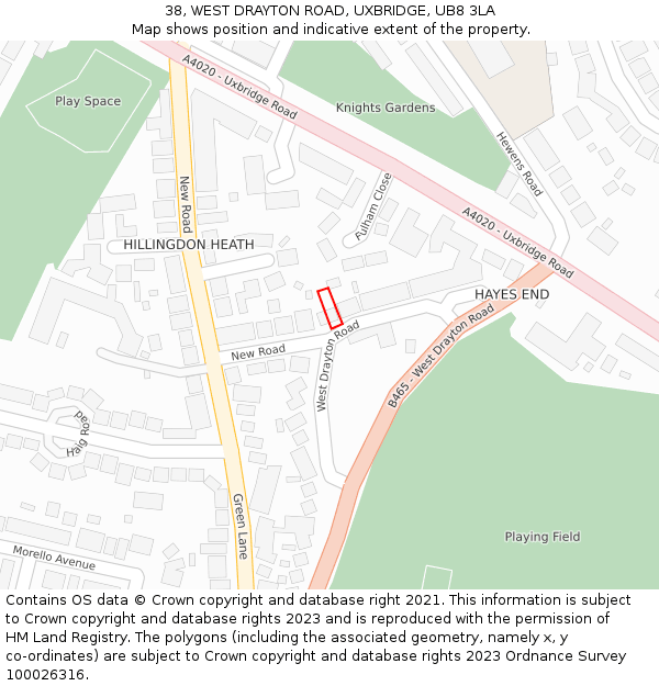 38, WEST DRAYTON ROAD, UXBRIDGE, UB8 3LA: Location map and indicative extent of plot