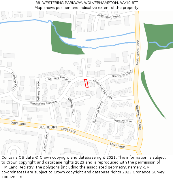 38, WESTERING PARKWAY, WOLVERHAMPTON, WV10 8TT: Location map and indicative extent of plot