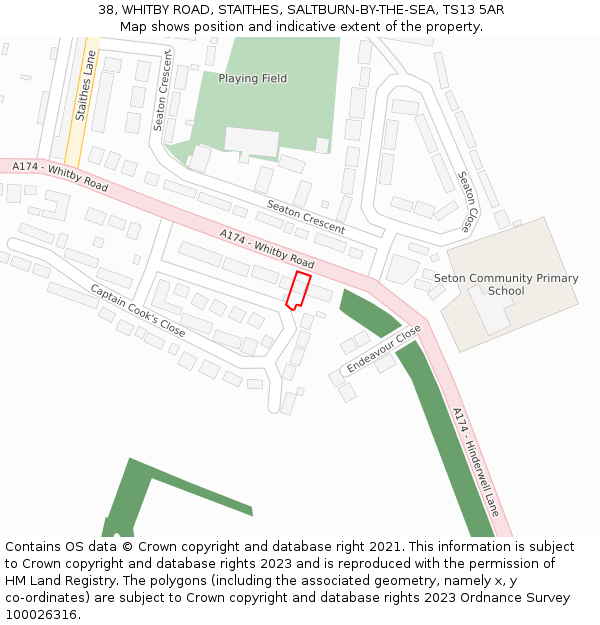 38, WHITBY ROAD, STAITHES, SALTBURN-BY-THE-SEA, TS13 5AR: Location map and indicative extent of plot