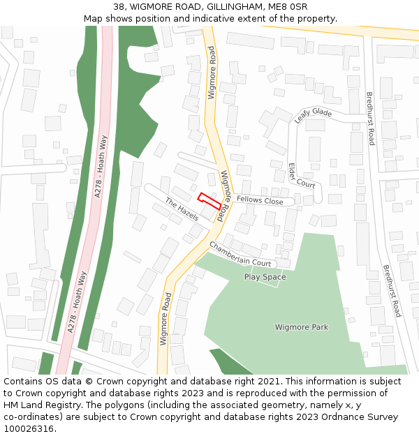 38, WIGMORE ROAD, GILLINGHAM, ME8 0SR: Location map and indicative extent of plot