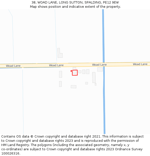 38, WOAD LANE, LONG SUTTON, SPALDING, PE12 9EW: Location map and indicative extent of plot
