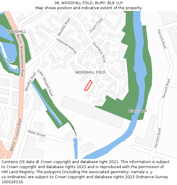 38, WOODHILL FOLD, BURY, BL8 1UY: Location map and indicative extent of plot