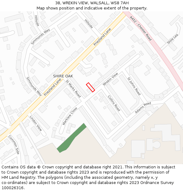 38, WREKIN VIEW, WALSALL, WS8 7AH: Location map and indicative extent of plot