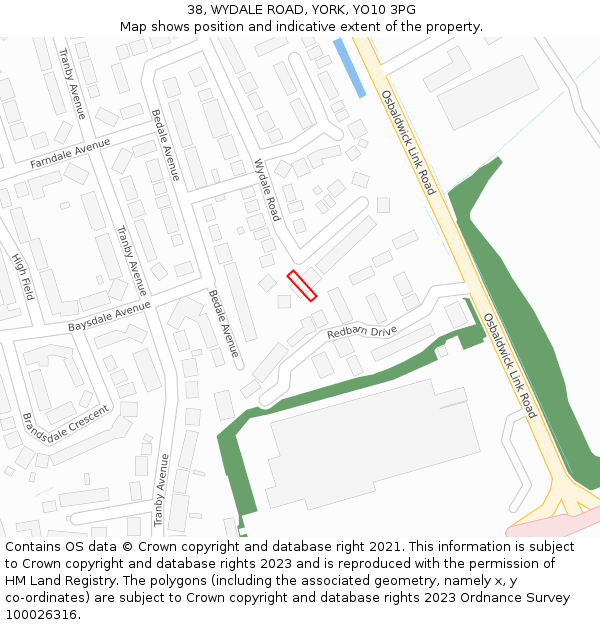 38, WYDALE ROAD, YORK, YO10 3PG: Location map and indicative extent of plot