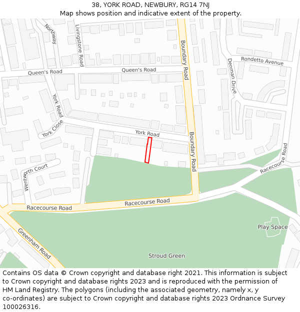 38, YORK ROAD, NEWBURY, RG14 7NJ: Location map and indicative extent of plot