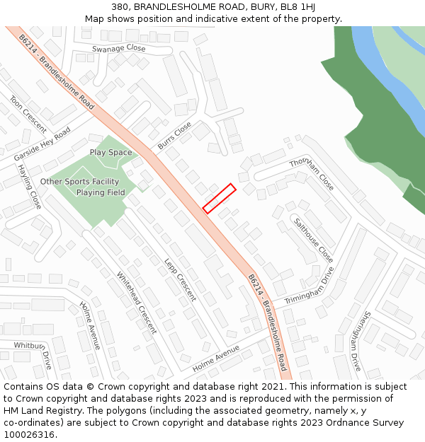 380, BRANDLESHOLME ROAD, BURY, BL8 1HJ: Location map and indicative extent of plot