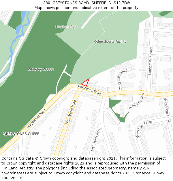 380, GREYSTONES ROAD, SHEFFIELD, S11 7BW: Location map and indicative extent of plot