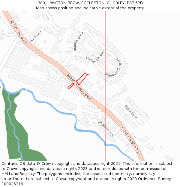 380, LANGTON BROW, ECCLESTON, CHORLEY, PR7 5PB: Location map and indicative extent of plot