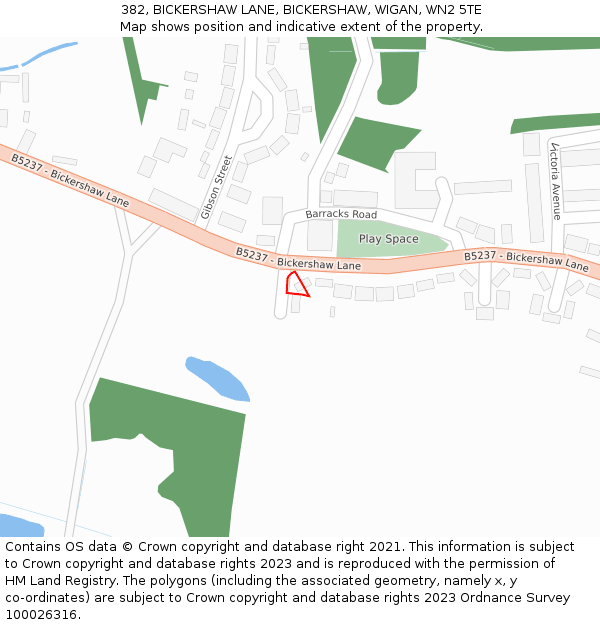 382, BICKERSHAW LANE, BICKERSHAW, WIGAN, WN2 5TE: Location map and indicative extent of plot