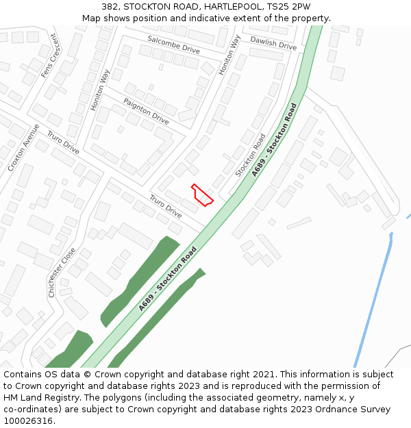 382, STOCKTON ROAD, HARTLEPOOL, TS25 2PW: Location map and indicative extent of plot